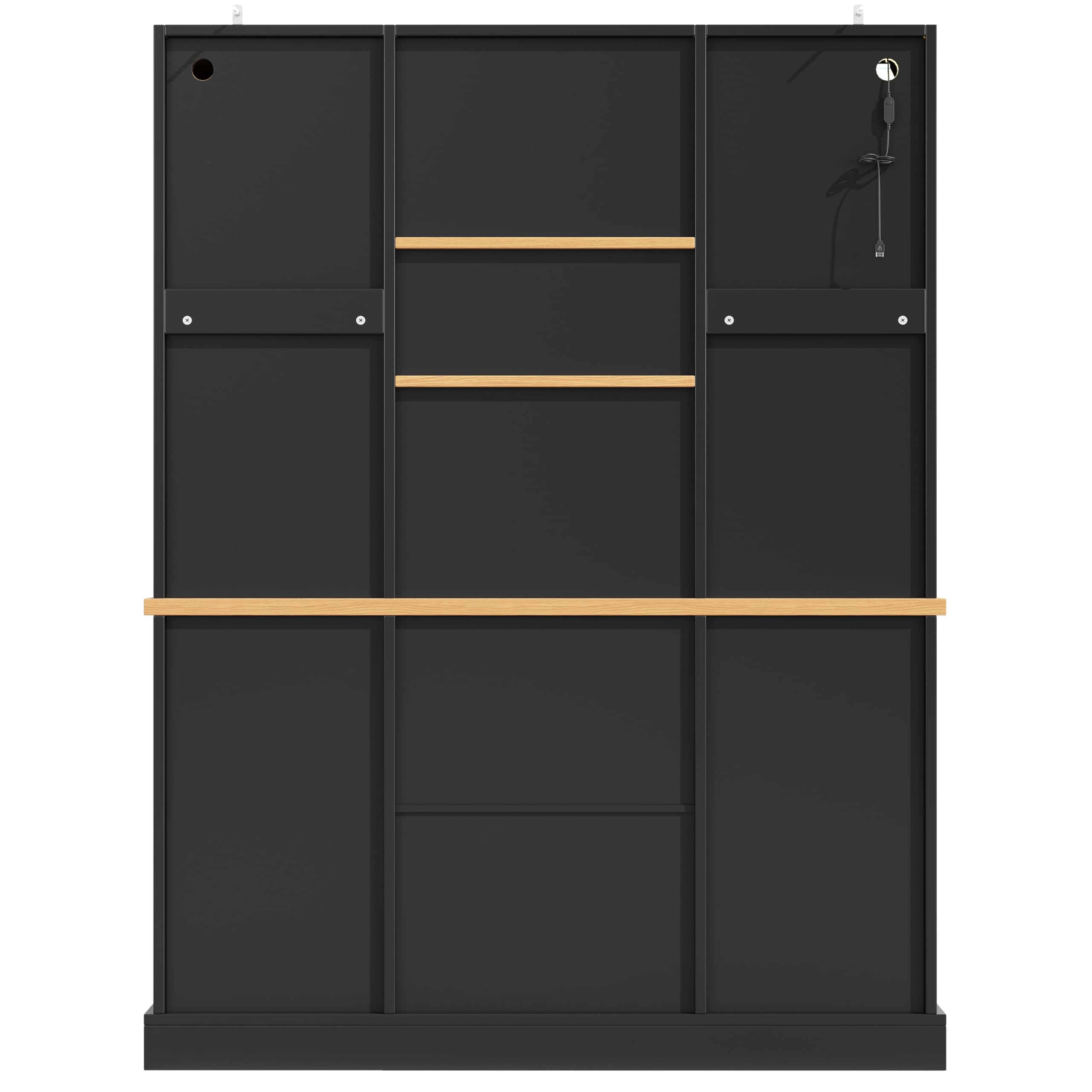 Armoire de cuisine avec plan de travail - Armoire de buffet avec étagères réglables - Éclairage LED contrôlé par application - Armoire haute polyvalente pour cuisine et salon - 140 × 40 × 185 cm (noir