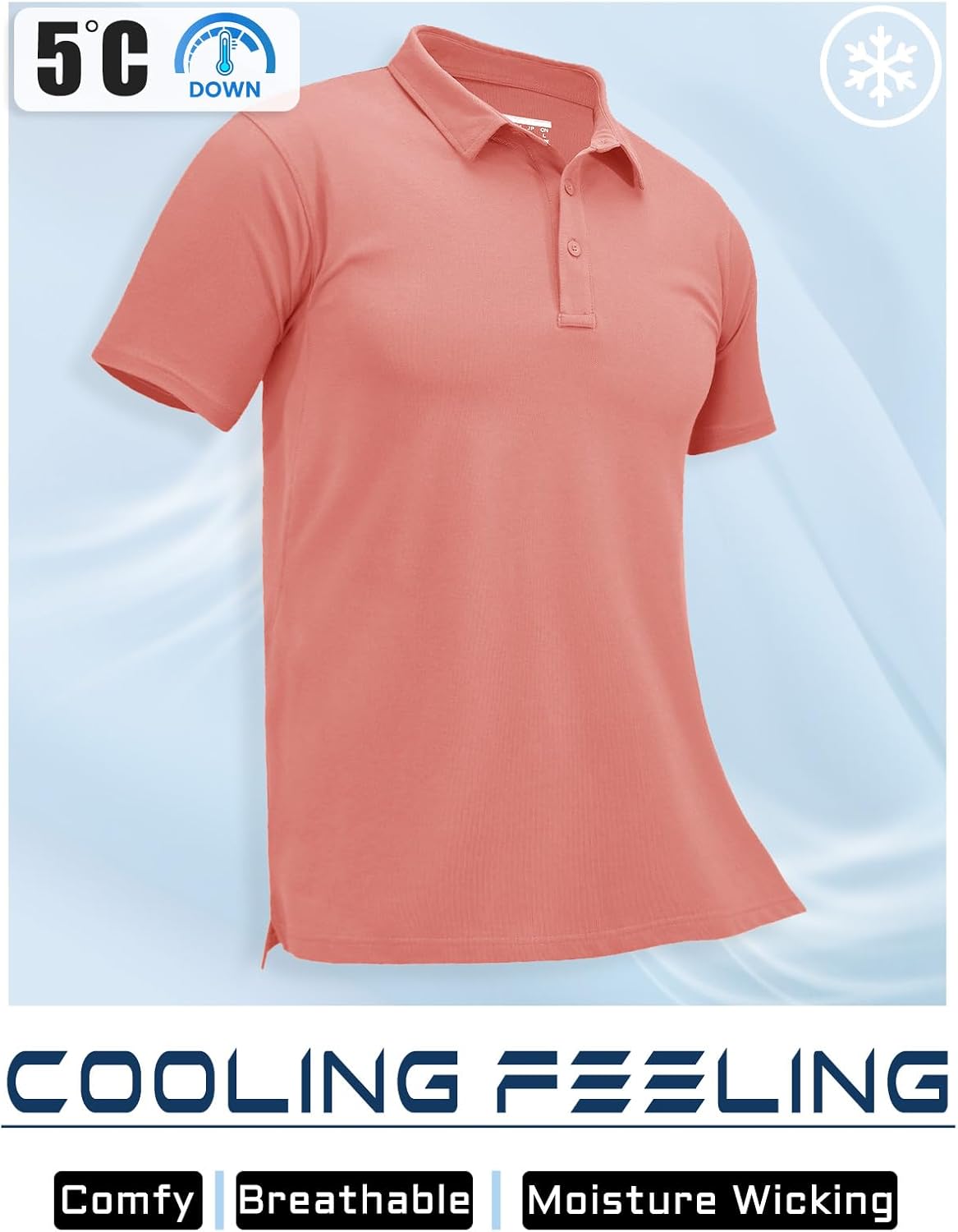 MAGCOMSEN Men's Polo Shirts Short Sleeve Cotton Pique Golf Shirt Casual Collared Shirt Lightweight Work Shirts with 3 Buttons - Image 4