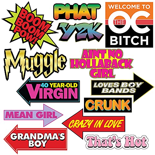 Image of 2000s Y2K Photo Booth Props - 40 Pieces - Throwback Y2K Party Supplies, Decorations and Gifts