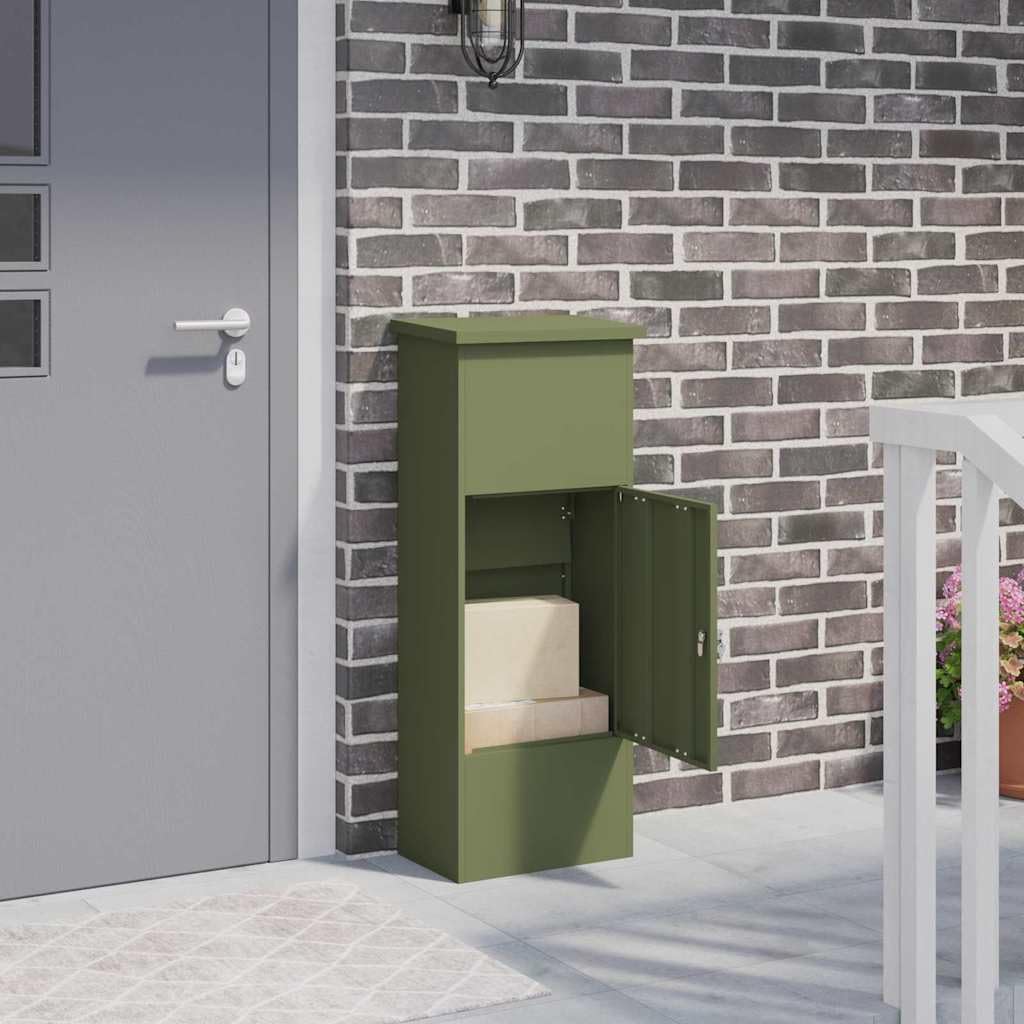 vidaXL Skrzynka na przesyłki oliwkowy 44,5 x 29 x 110,5 cm Stal