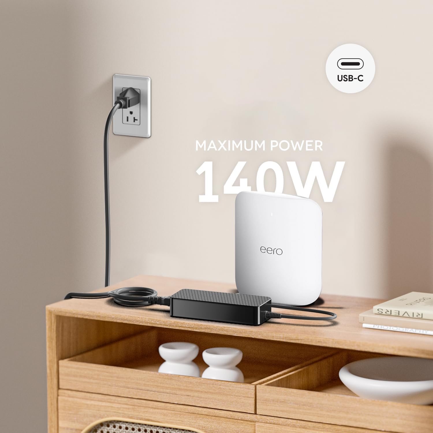 140W USB C Charger, Lysrove GaN PD3.1 AC Adapter 28V 5A USB-C Power Supply for HP OmniBook 5 AI PC, MSI Prestige 13 AI+ 14 16, eero PoE Gateway, DJI Mavic 3 Pro Drones, UGREEN/Anker Docking Station