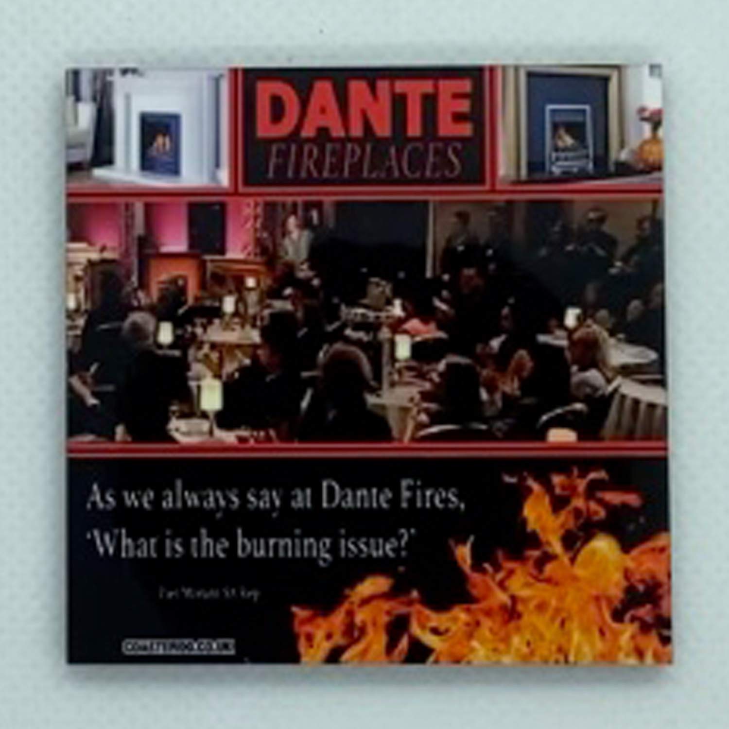 Coasteroo Black Dante Fireplaces - I'm Alan Partridge - Corporate Design - Fridge Magnet - Hardboard - 57Mm X 57Mm - Gloss Finish