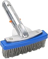 Vista 9 de Cepillo de piscina de acero inoxidable de 5.5 pulgadas para spa, estanque, suelo, pared, piscina, cepillo de limpieza de pared, herramienta