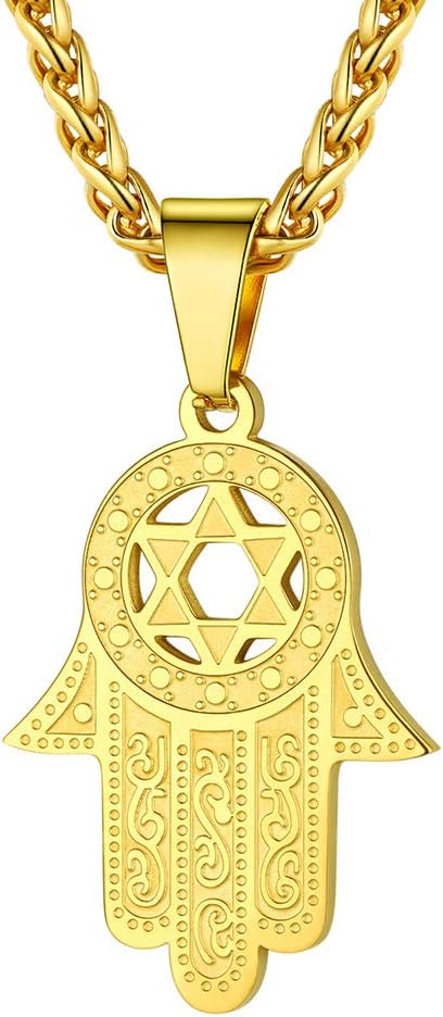 PROSTEEL Vintage Hamsa Hand of Fatima Evil Eye Necklace, Good Luck Success Amulet Jewelry, Stainless Steel Necklace for Men Women, Come Gift Box