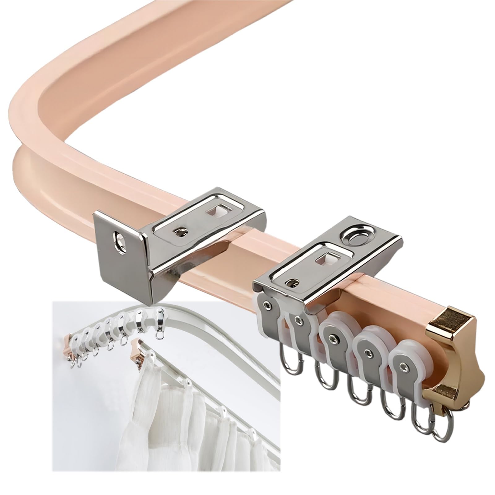 Riel curvado de aluminio con montaje flexible en pared y techo