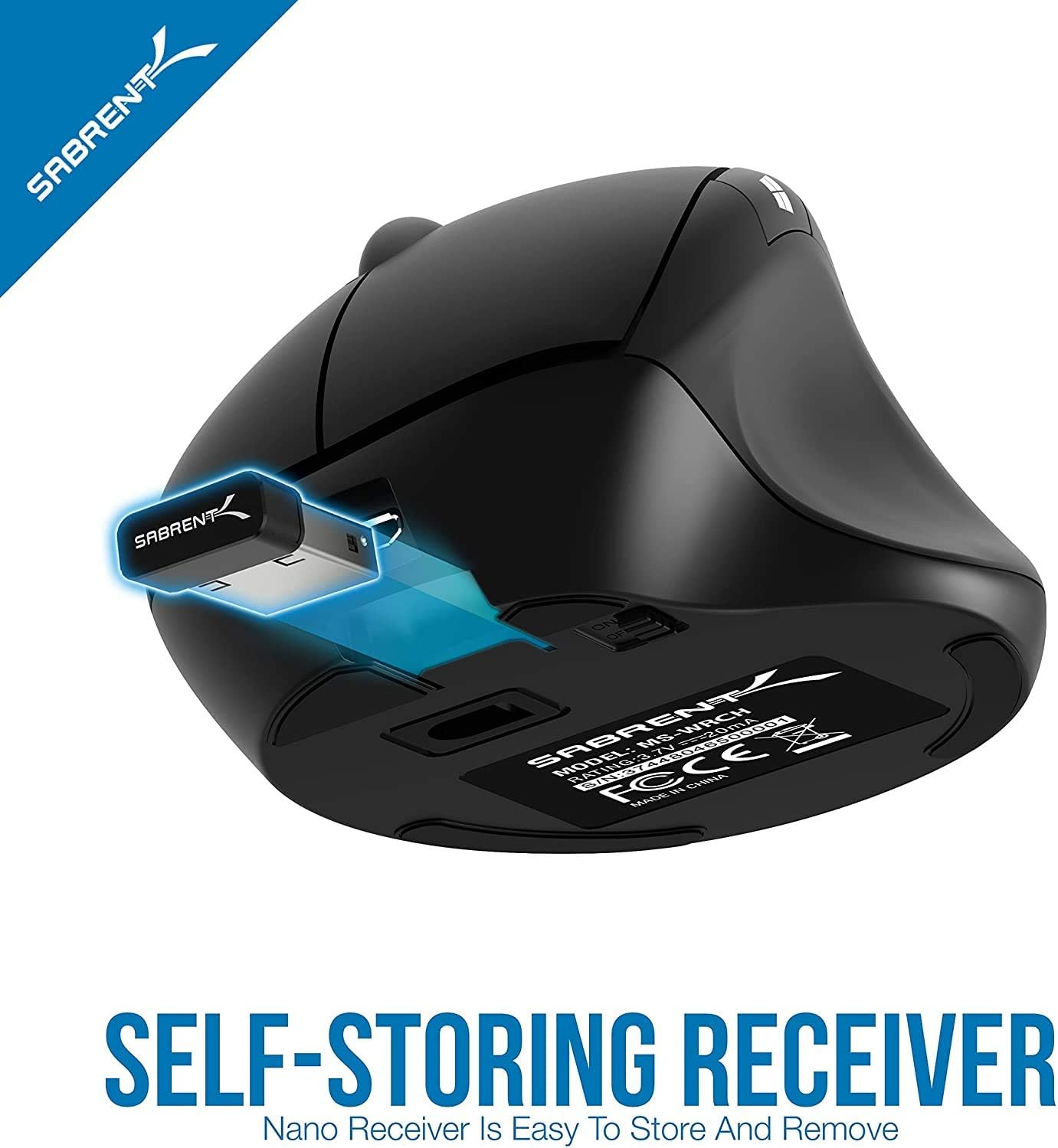 SABRENT Rechargeable Ergonomic 2.4GHz Wireless Mouse with 4D Function (MS-WRCH)
