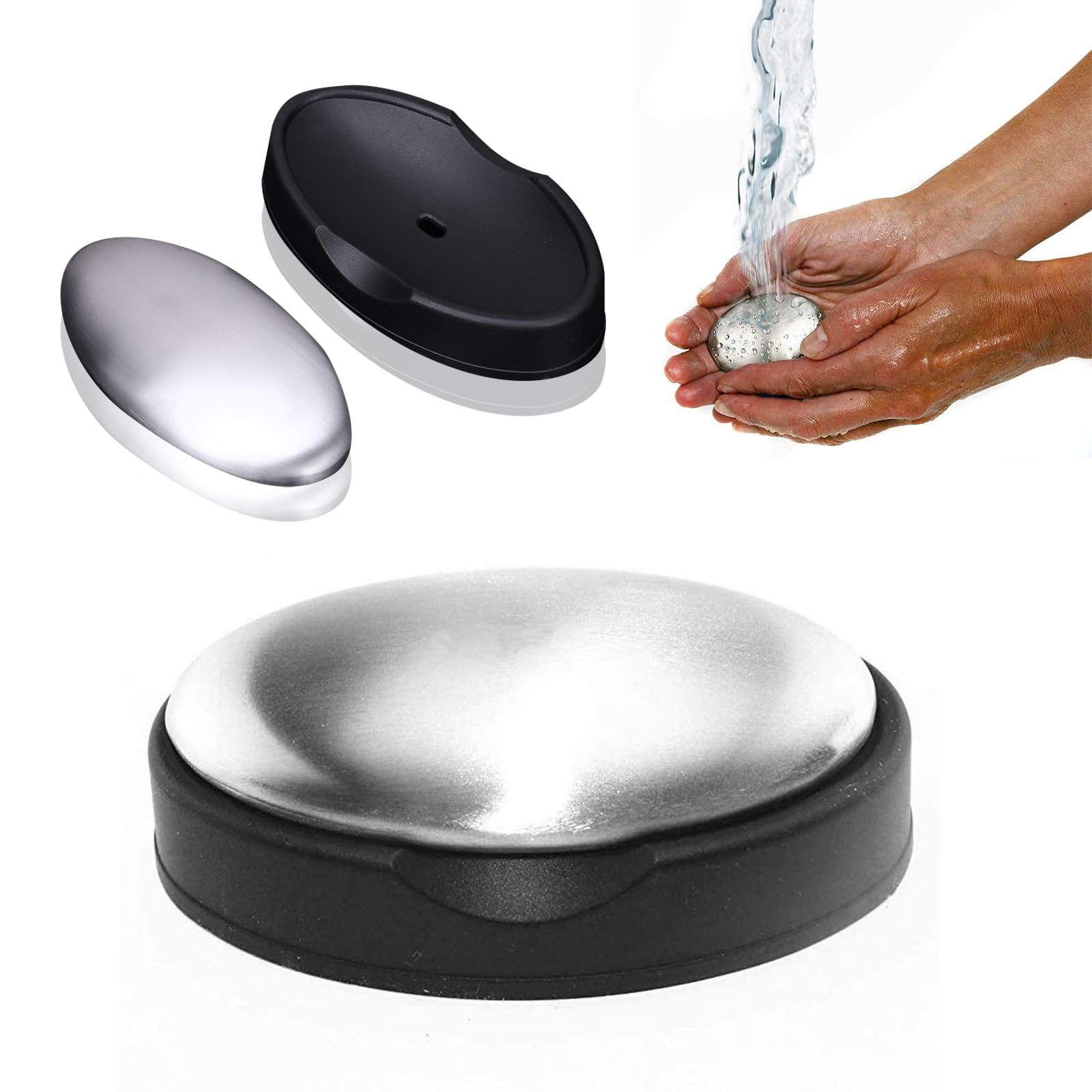 2 Pcs Sapone Dell'Acciaio Inossidabile,Eco-Sapone In Acciaio Inossidabile,Odore di Rimozione di Sapone Dell'Acciaio Inossidabile Della Cucina Bar Che Elimina L'Odore,con Scatola Inferiore Nera