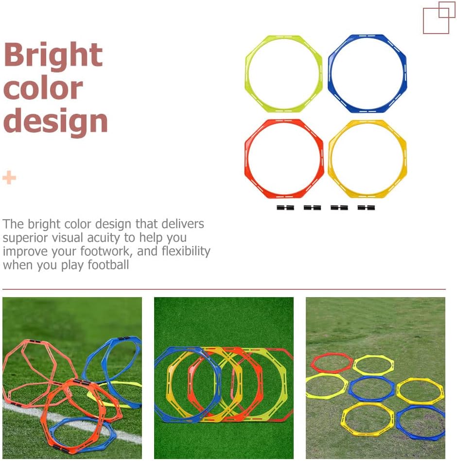 BESPORTBLE 4Pcs Agility Training Equipment, Football Training Circle Adult Soccer Ball Basketball Outdoor Trains for Adults Sports Agility Football Training Ring Ladder Footwork, Multi-Function Agilit