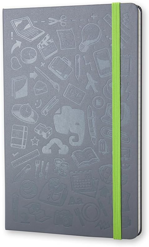 Moleskine Evernote Smart Notebook, Hard Cover, Large (5" x 8.25") Ruled/Lined, Slate Grey, 176 Pages