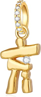 GLOWDAS Inukshuk Statues Charms Dangle - fit Pandora Canada Travel Bracelet | Gold Plated Sterling Silver Inuksuk Stone Pendant Native American Beads, Gifts for Inuksuit Pathfinder, Alaska Landmark