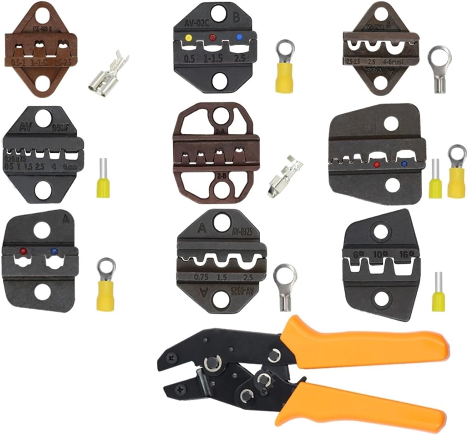 1pcs Crimping Pliers jaw SN (Jaw Width 6mm/Pliers 190mm) for Shaped 2.8 4.8 6.3/Tubular VE/Insulated RV SV Terminals Tools(SN-48B jaw)