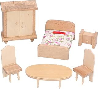 لعبة أثاث غرفة النوم من الخشب لبيت العرايس من جينيريك، متعدد الألوان