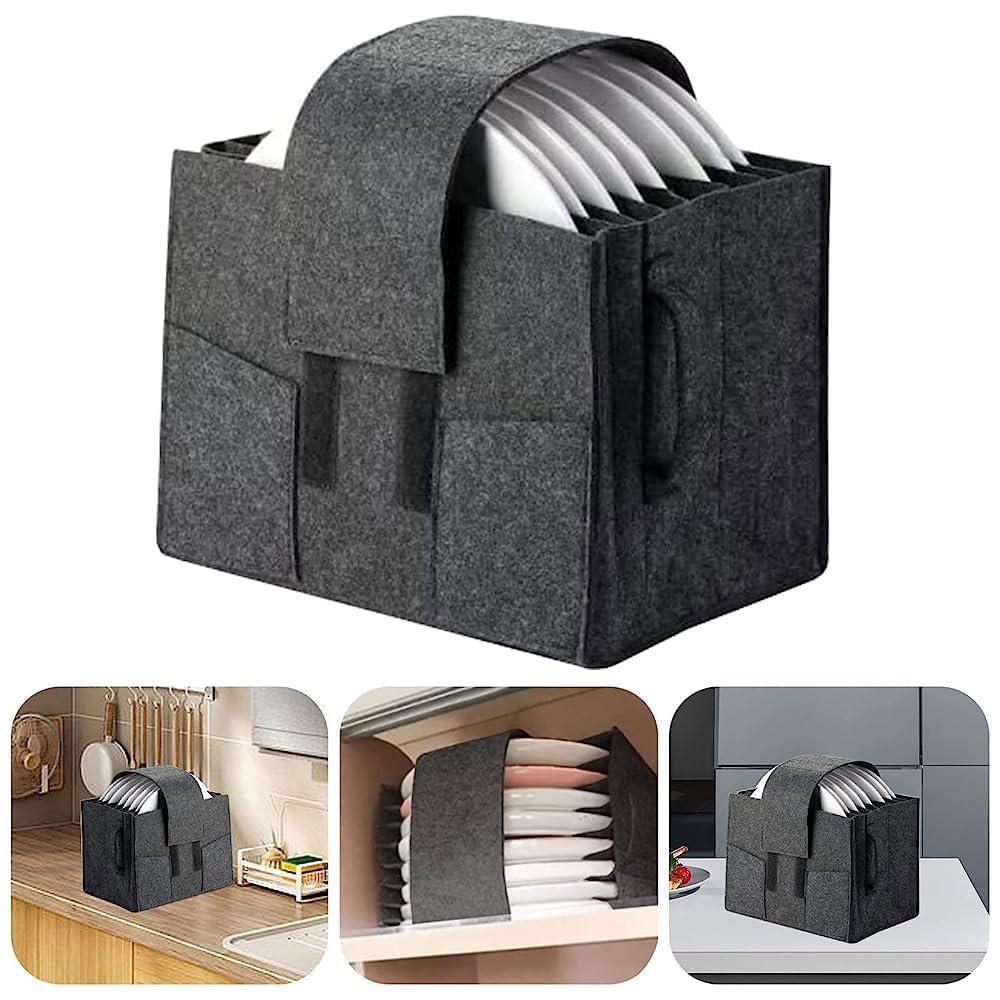 Caravan Plate Holder, Motorhome Kitchen Cupboard Storage For 8 Plates Camping Dinnerware Storage, Camping Plate Holder Felt Caravan Plate Storage Solutions For Motorhome Campervan Boat Cupboard