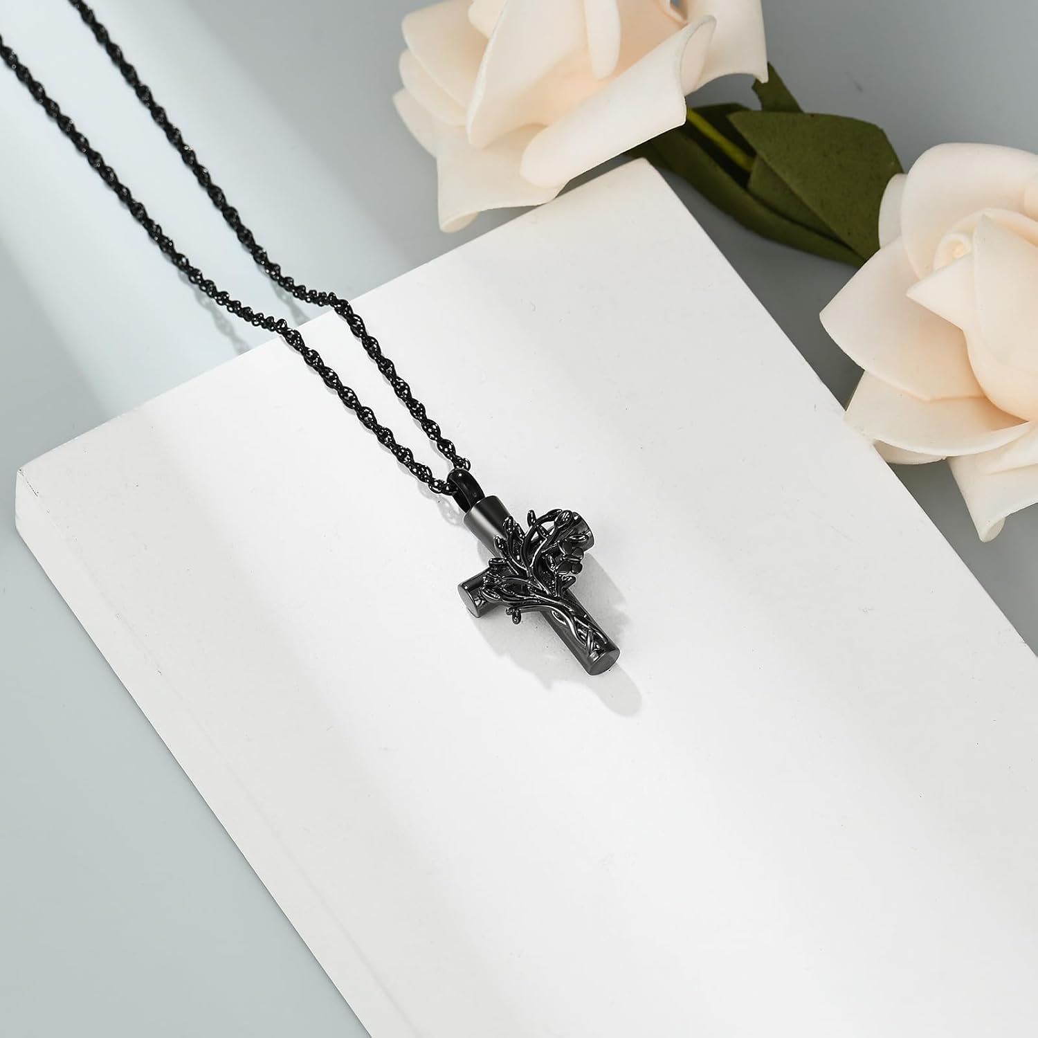 shajwo Cremation Jewelry Tree of Life Cross Urn Necklaces for Ashes for Women Men Memorial Human Ashes Pendant - Image 4