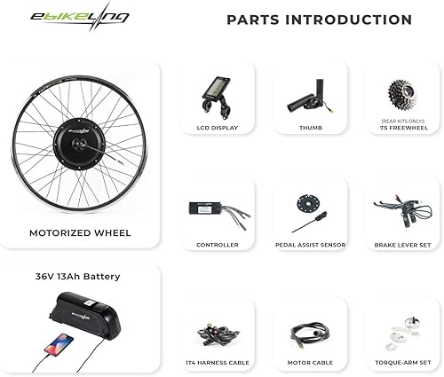 Miniatura 6 de EBIKELING Kit de conversión de bicicleta eléctrica impermeable con batería de accionamiento directo 700C rueda delantera o trasera, kit de