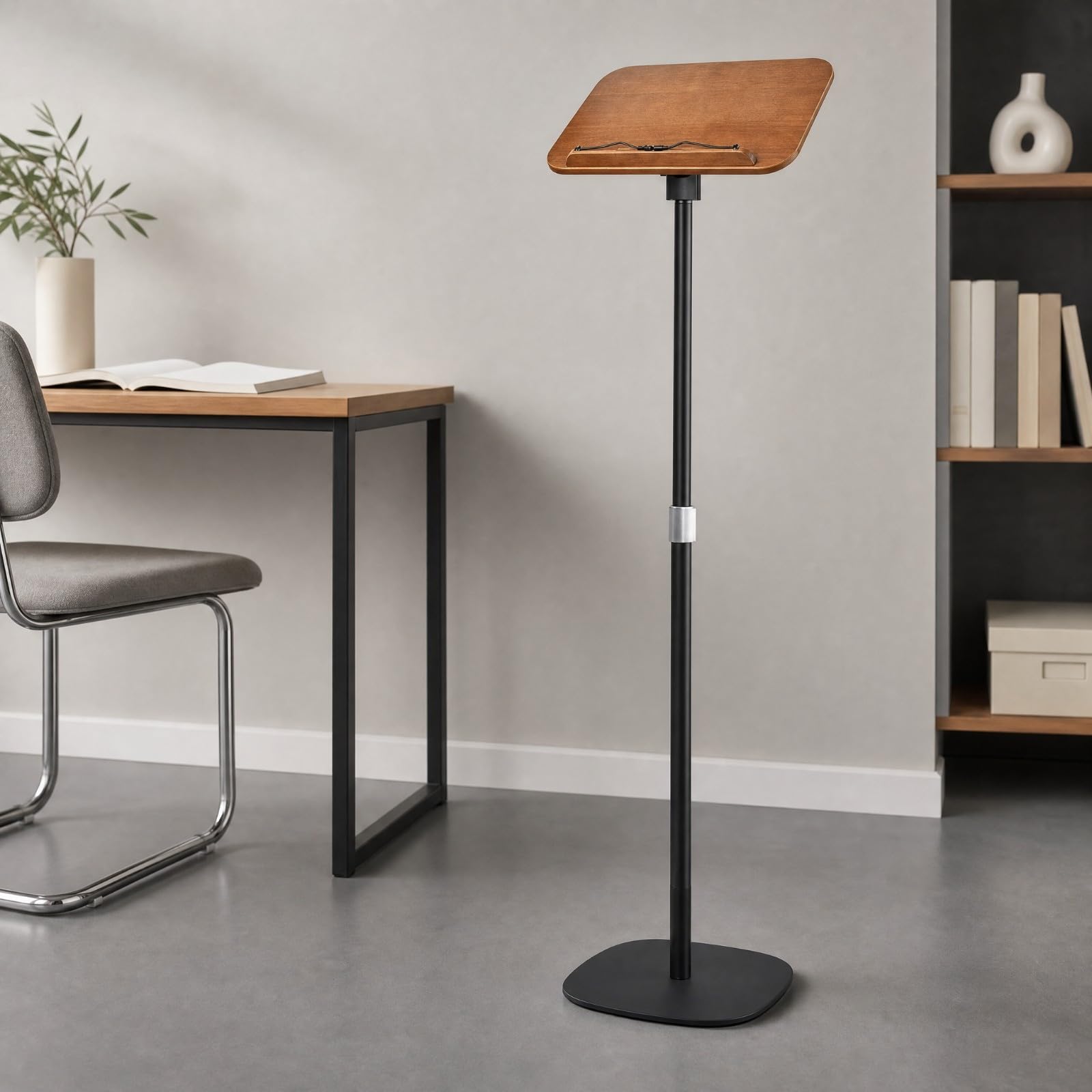Harilla per Libri da Pavimento perficie in Legno Girevole da Lettura con Base Rotonda Resistente Ai Graffi Ricette, Bianco