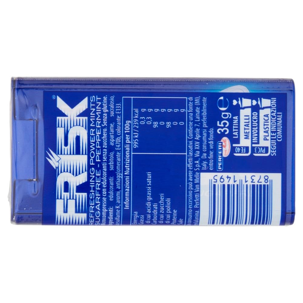 Frisk Peppermint, Caramelle Dure, Gusto Menta, Senza Zucchero, Senza Glutine, Confezione da 12 Astucci in Metallo da 50 Mentine ciascuno, Ottimo da Condividere e per un Momento di Freschezza Immediata