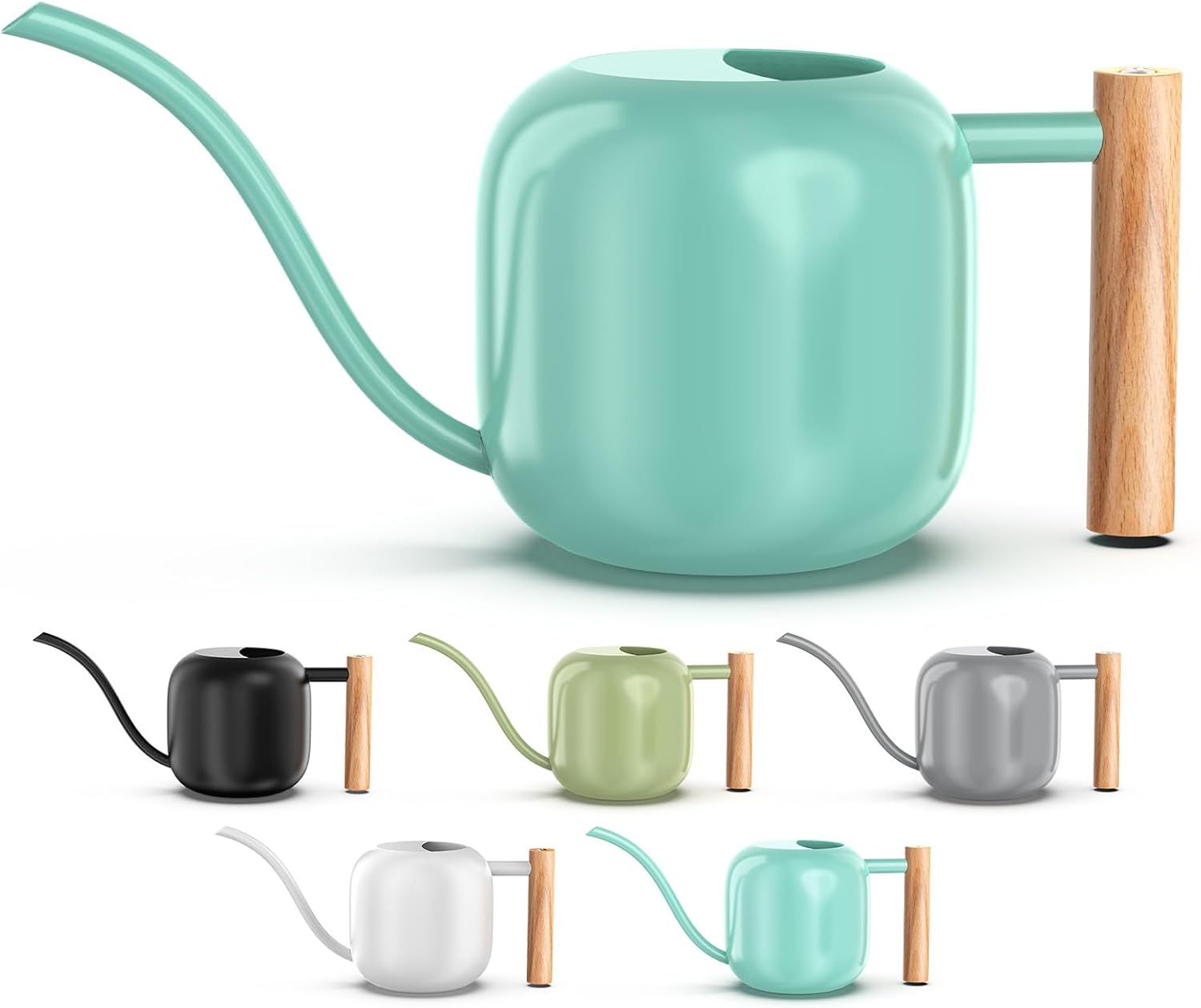Green Moon Watering Can Indoor Plants 1.2L/41oz Sage Green Water Can Indoor Metal Small Water Can Pot with Long Spout for House Bonsai Plants Garden Flower Decorative