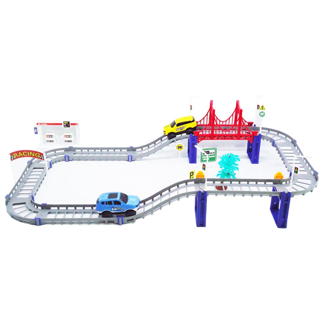Electric Rail Car Spiral Track Model Educational Kids DIY Toy Playset