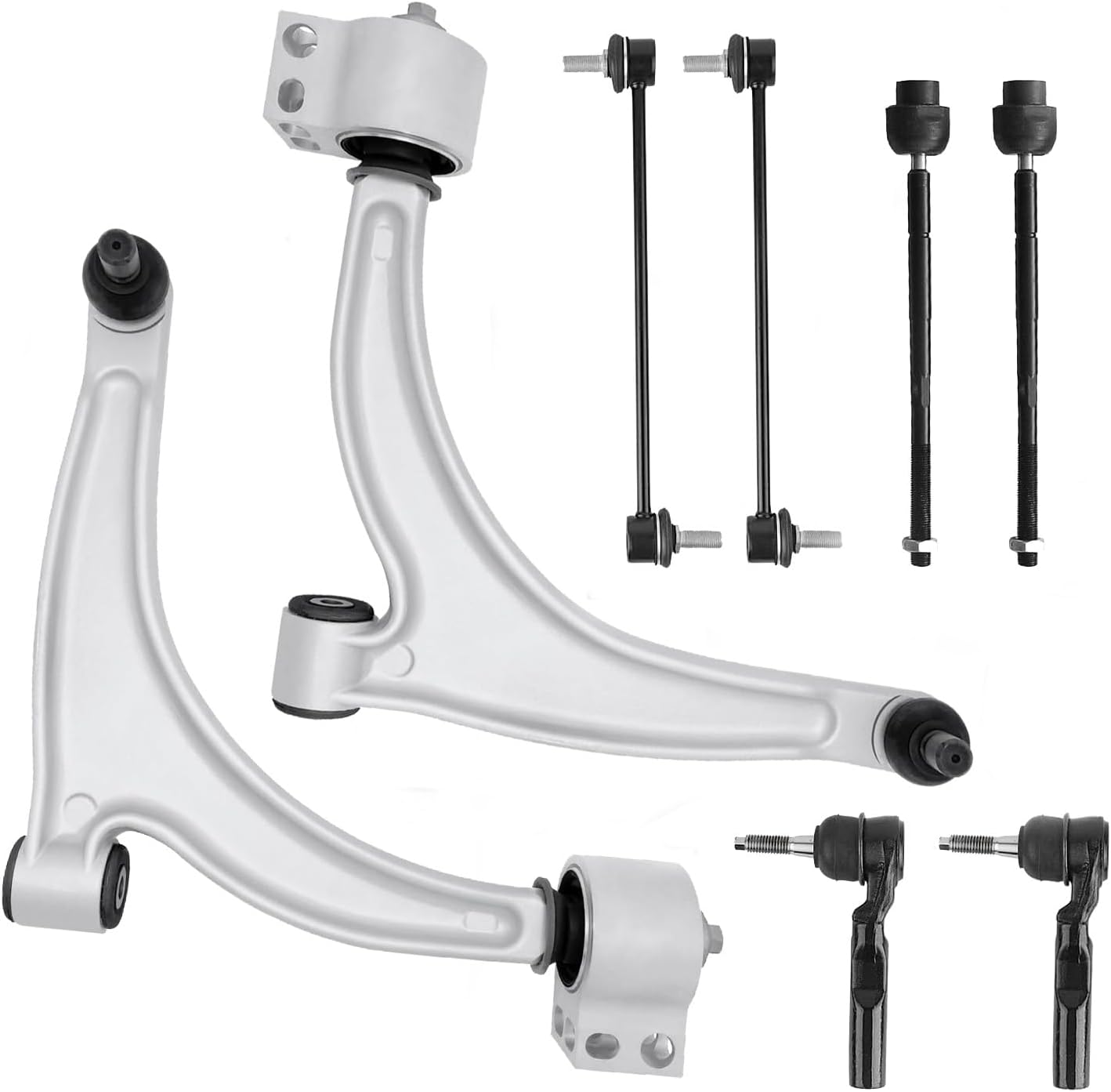 Front Lower Control Arm Suspension Kit Fit for 2004-2012 Chevrolet Malibu 2005-2010 Pontiac G6 2007-2009 Saturn Aura with Ball Joint Tie Rods K620180 K620179-8 pcs