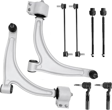 Front Lower Control Arm Suspension Kit Fit for 2004-2012 Chevrolet Malibu 2005-2010 Pontiac G6 2007-2009 Saturn Aura with Ball Joint Tie Rods K620180 K620179-8 pcs