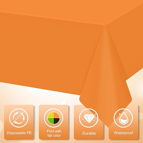 Miniatura 3 de 12 manteles de plástico de otoño, color amarillo, naranja, verde, marrón, rectangular, desechables, para cosecha de otoño, día de Acción de Gracias,