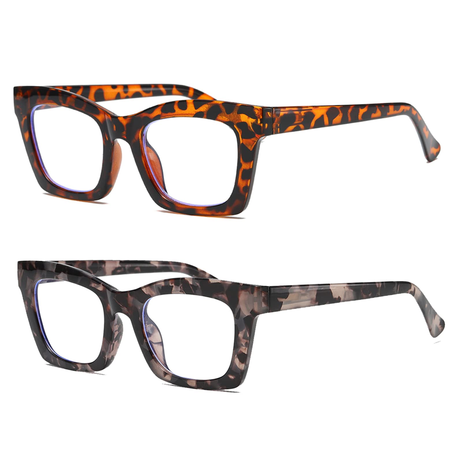 Hubeye 2 Pacco Occhiali Anti Luce Blu da Donna Rettangolari Retrò alla moda Occhiali per computer con la Custodia in tessuto