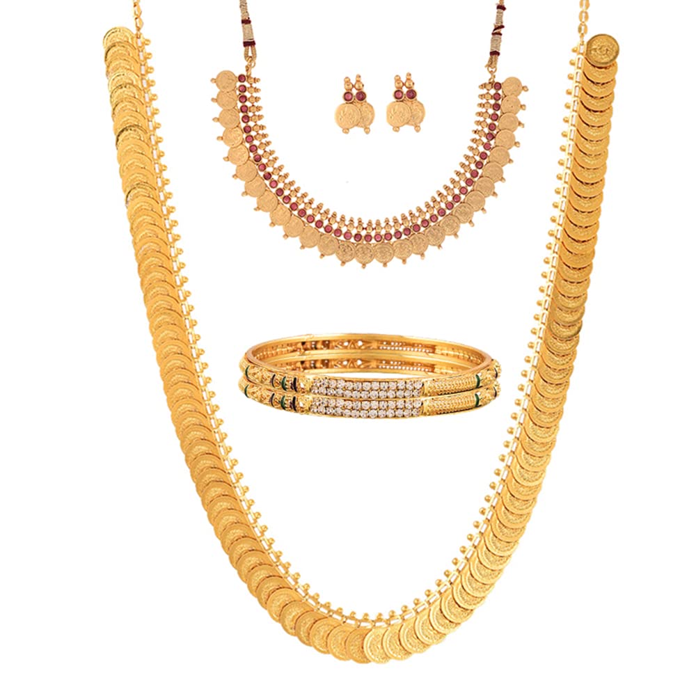 KENNICE Gold-Plated Brass Traditional Temple Coin Jewellery Set For Women & Girls (B09NQ2X6R8) Amazon Price History, Amazon Price Tracker