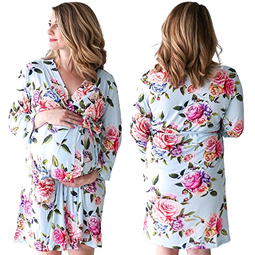 Image of Posh Peanut Maternity Robe for Hospital Delivery - Soft Viscose from Bamboo Postpartum Robe for Women Nursing & Lounging