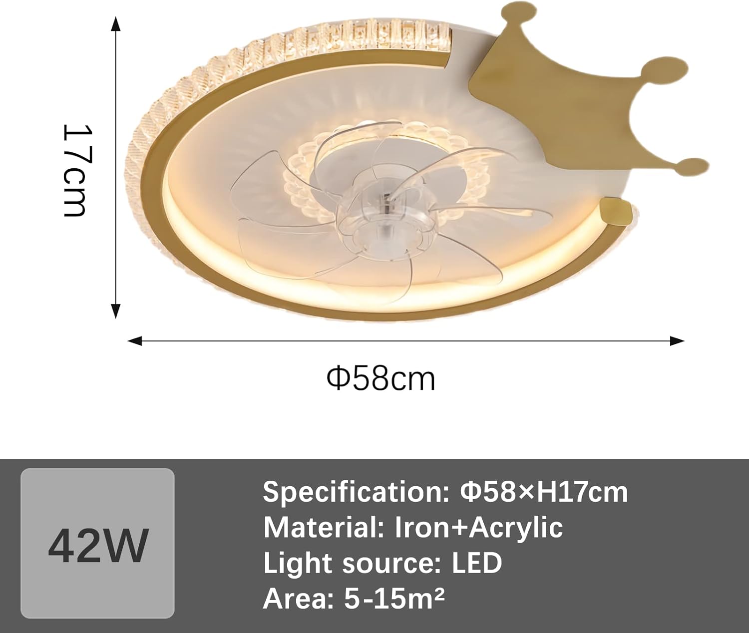 YUEGOO Fan Light Dimmable Ceiling Fans with Lamps,Silent in Lighting Ceiling Fans with Lights and Remote Ceiling Fan Child Ceiling Fan with Lighting/D