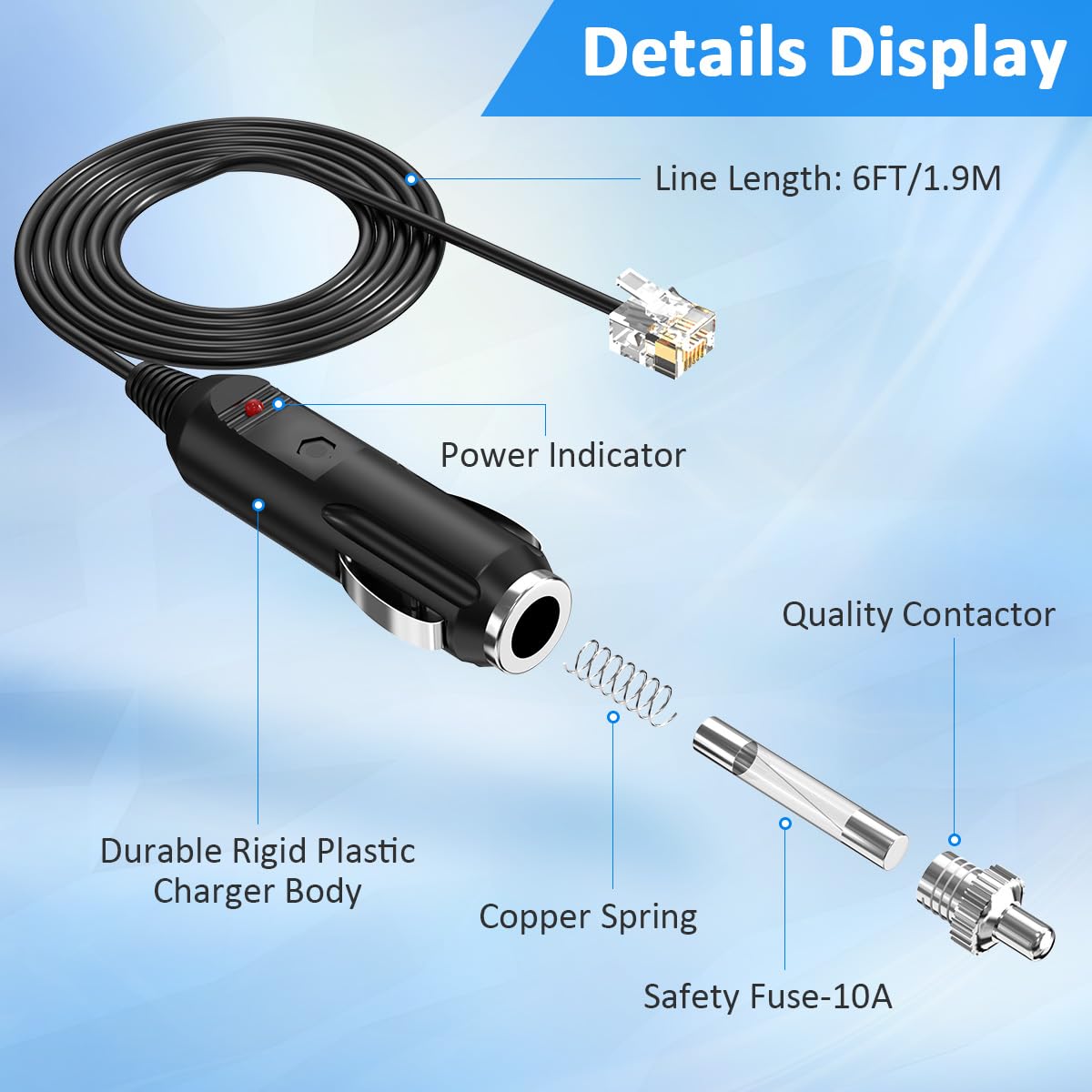 Accessory USA Car DC Adapter for Whistler 1480 1490 1495 1505 1510 1515 1520 1525 1530 1610 1734 1750 1753 1765 1770 1780 1783 1785 1790 Pro-690 Pro695 1565SE Radar Detector