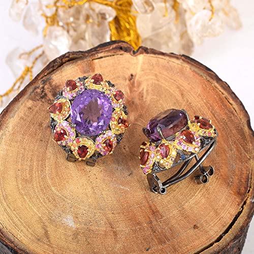 Boucles d'oreilles en améthyste et argent 925 de haute joaillerie - 3