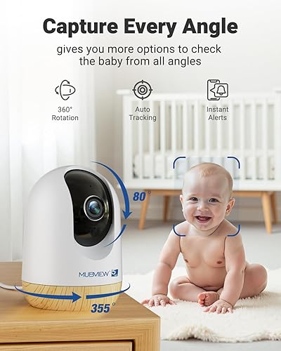 Miniatura 3 de MUBVIEW Cámaras panorámicasinclinables para seguridad del hogar en interiores, cámara de 5MP para mascotasgatosperros con aplicación de teléfono,