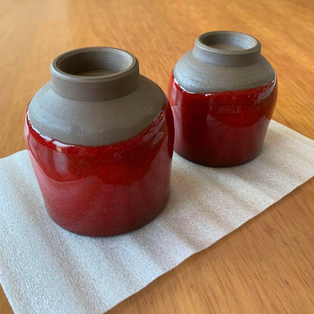 静邨陶房 森山焼 赤焼き夫婦湯呑み 2客 森山焼種類 静邨陶房 森山焼 赤焼き夫婦湯呑み 2客 森山焼種類