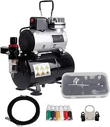 TIMBERTECH ABPST08K Compressor de aerógrafo conjunto completo com ventilador de refrigeração atualizado mini compressor pistola de aerógrafo e acessórios de aerógrafo