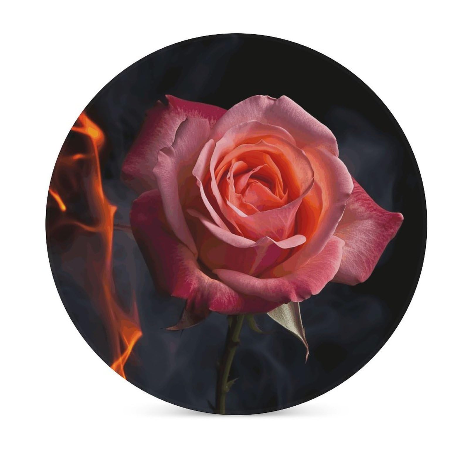 Rose4 - Sottobicchieri con supporto per tavolino da caffè, sottobicchiere in ceramica con base in sughero, sottobicchiere in ceramica per bevande fredde o calde, 10 cm