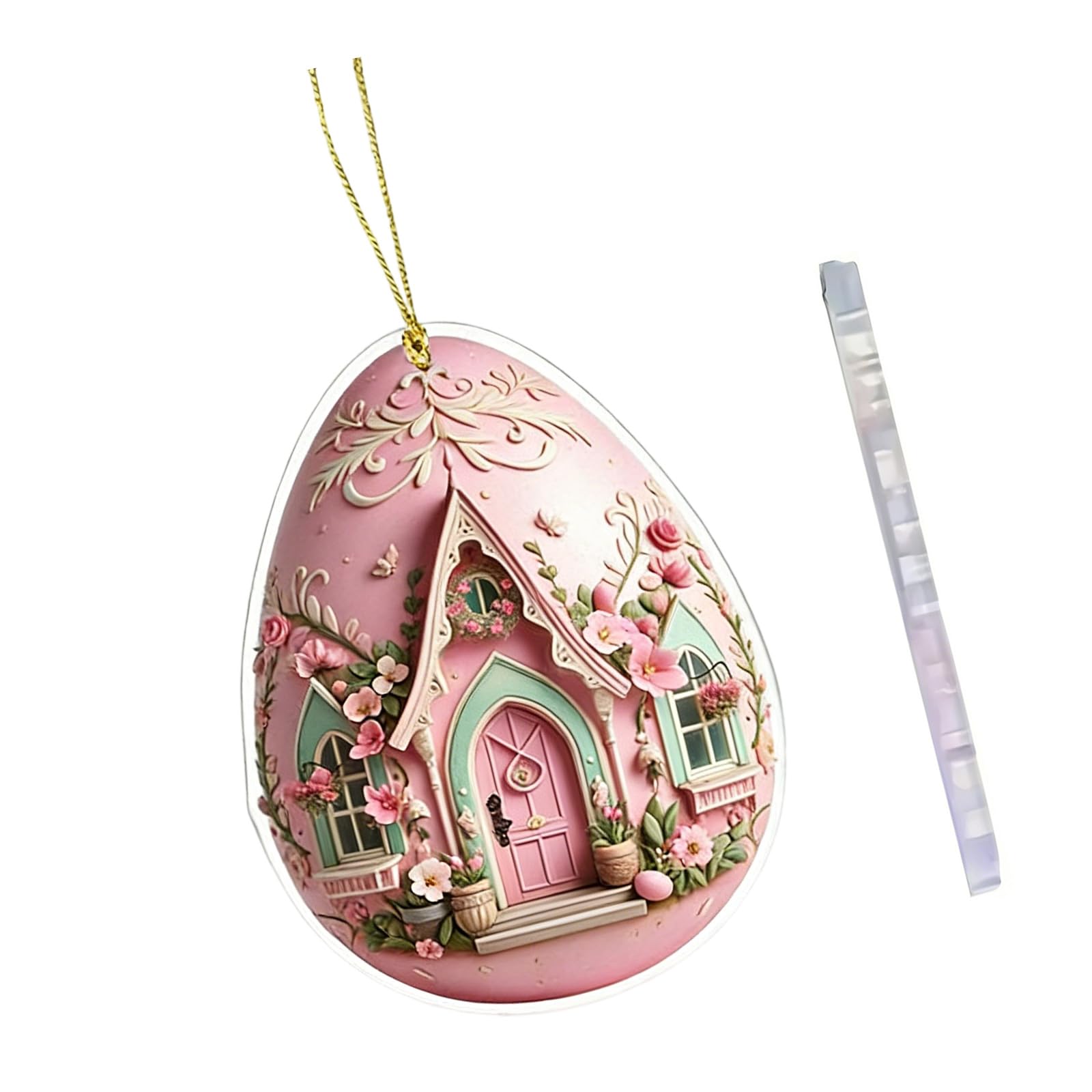 Jazuaiao Acrylic Keychain Ornament for Car Mirrored Hanging or Bag Charm Easter Holiday Theme Accessories Acrylic Keychain