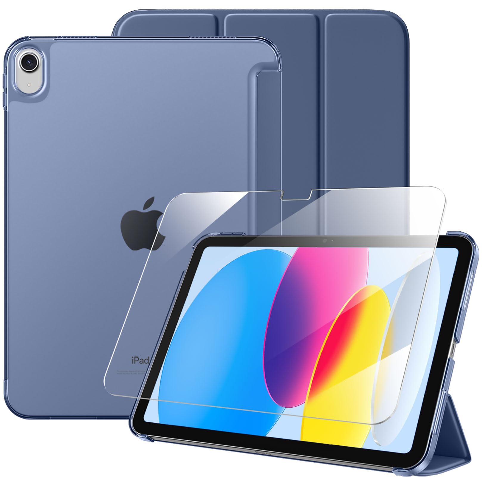 Case with Screen Protector for iPad A16 11th 10th Generation (2025/2022, 11/10.9 Inch), Slim Hard Translucent Back Full Protective Smart Cover for iPad 11, Auto Sleep/Wake, Sea Blue — view 21