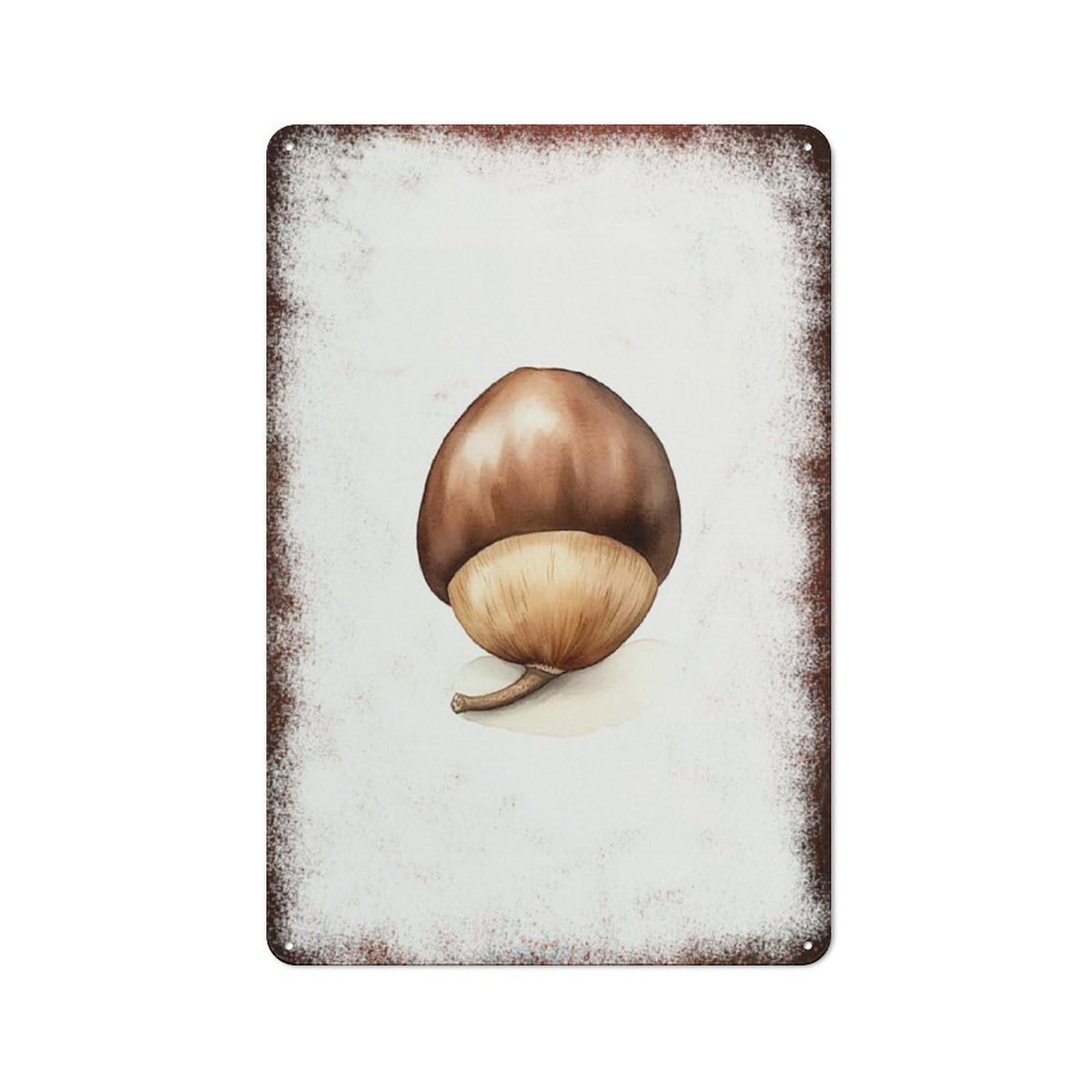 peiyeety Metal Tin Sign Retro Distressed Vintage Rustic Metal Hazelnut Watercolor Print Wall Art Decor for Home Kitchen Bedroom Bathroom Farmhouse Living Room Office Apartment 6x8 INCH