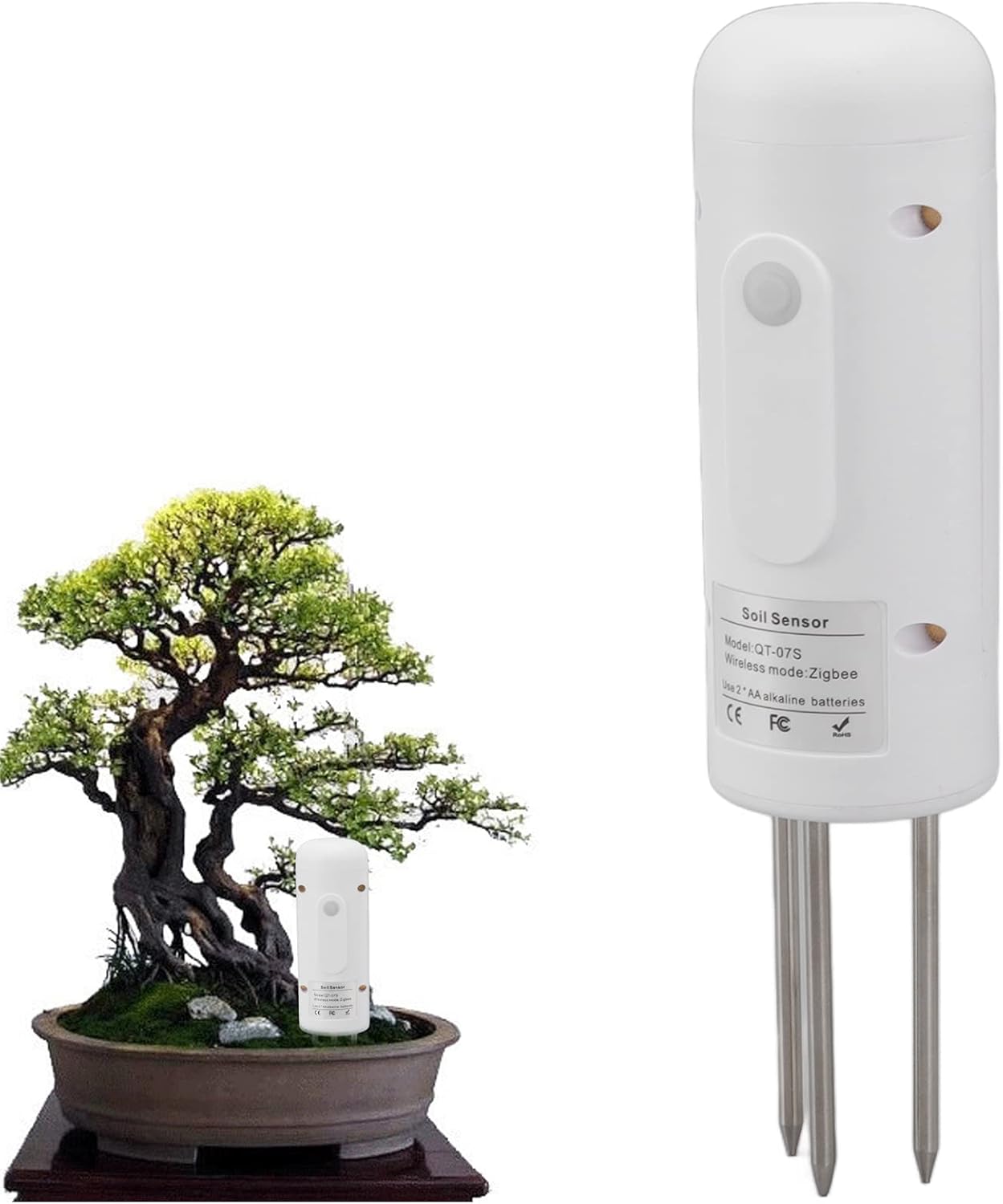 Wireless Soil Sensor Temperature Humidity Measuring Tool Zigbee Gardening Potted Plant Soil Monitor Non Corroding Probe Compact Portable for Farm Greenhouse Orchard Nursery Garden