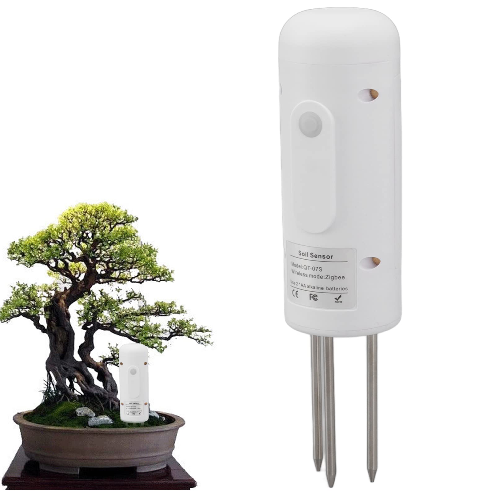 Jeanoko Outil de Mesure de Température et D'humidité de Capteur de Sol sans Fil avec L'instruction Compatible avec Les Moniteurs de Sol de Plantes en Pot de Jardinage Zigbee
