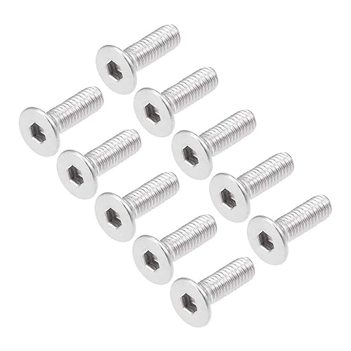 Miniatura 9 de 50 tornillos de cabeza plana M3-0.020 x 0.984 in, acero inoxidable 18-8 (304), acabado brillante, llave Allen, tornillos de máquina