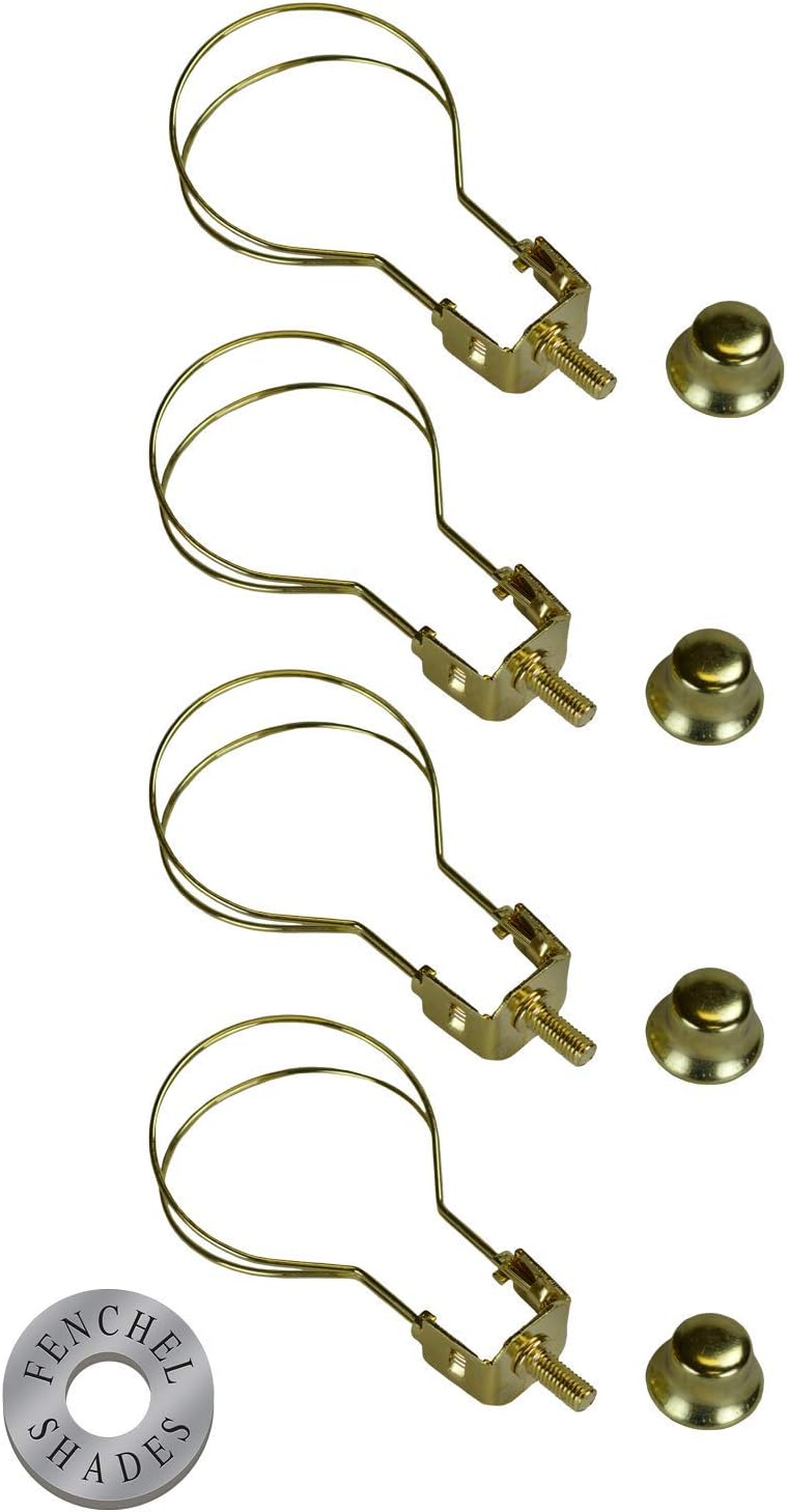 FenchelShades.com 4 Pack - Lamp Shade Light Bulb Clip Adapter Clip on with Shade Finial Top, Brass Color (4)