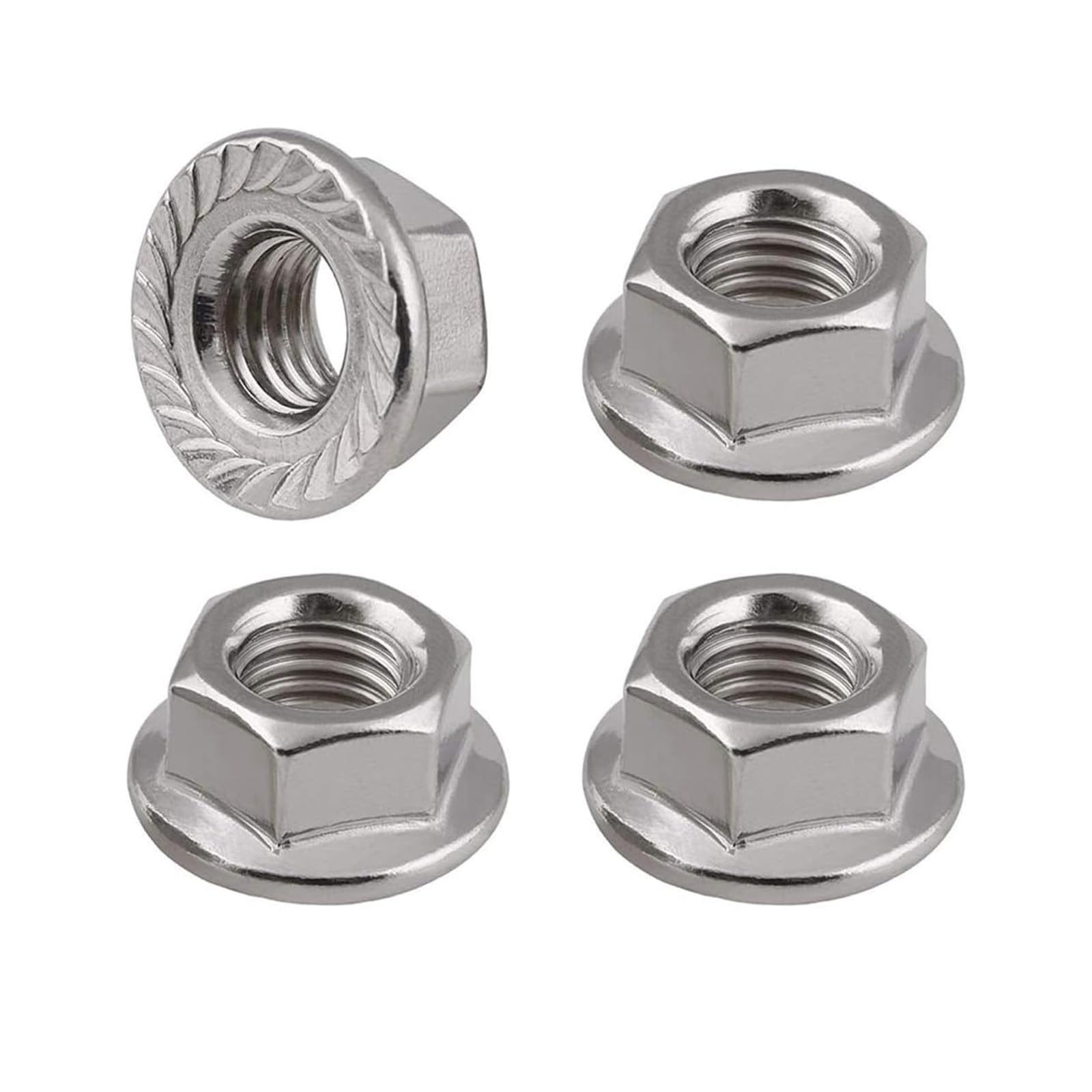 4Pcs M10 Nuts, Serrated Flange Lock Nuts M10x1.25, Hex Flanged Locknut for Bolts/Screws