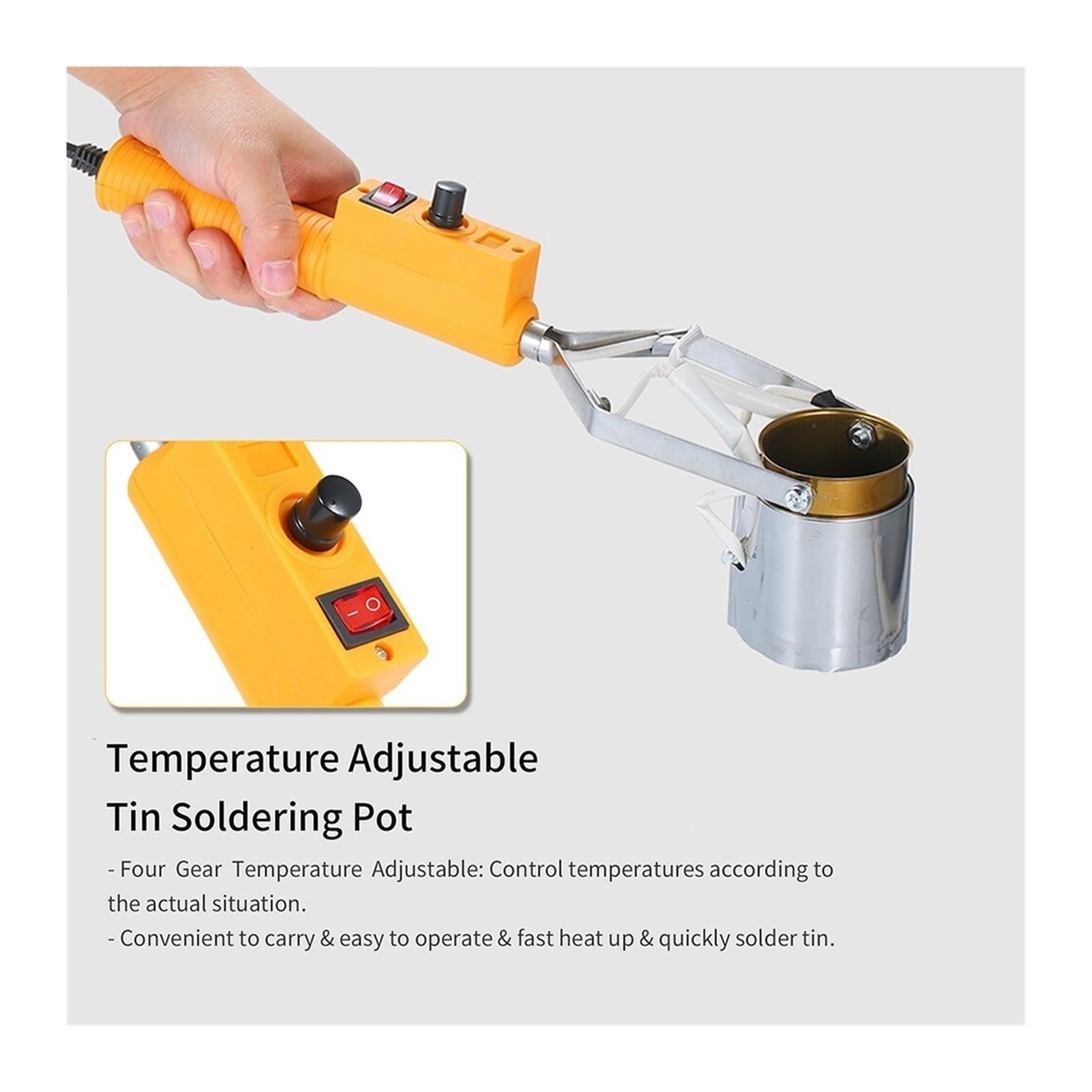 Crisol de soldadura, Horno de fusión de estaño portátil con Control de temperatura, herramienta de baño for desoldar, crisol de mano ajustable, fusión de estaño, 300W/500W para soldadura y baño de sol
