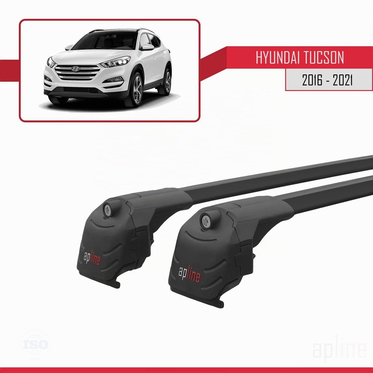 Kompatibel mit Hyundai Tucson (TL) 2016-2021 Relingträger ACE-2 Dachträger Gepackträger SCHWARZ