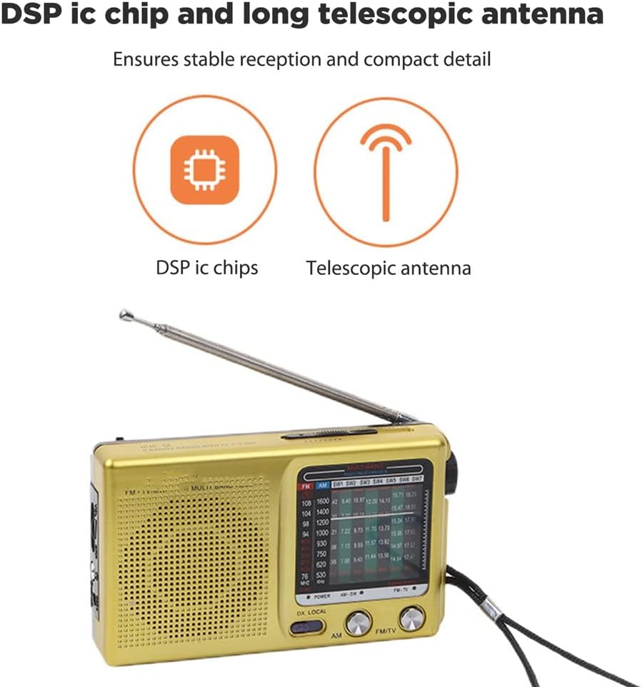 Retro Weather Radio Full Band Handheld SW AM FM Mini Battery Powered Built-in Speaker