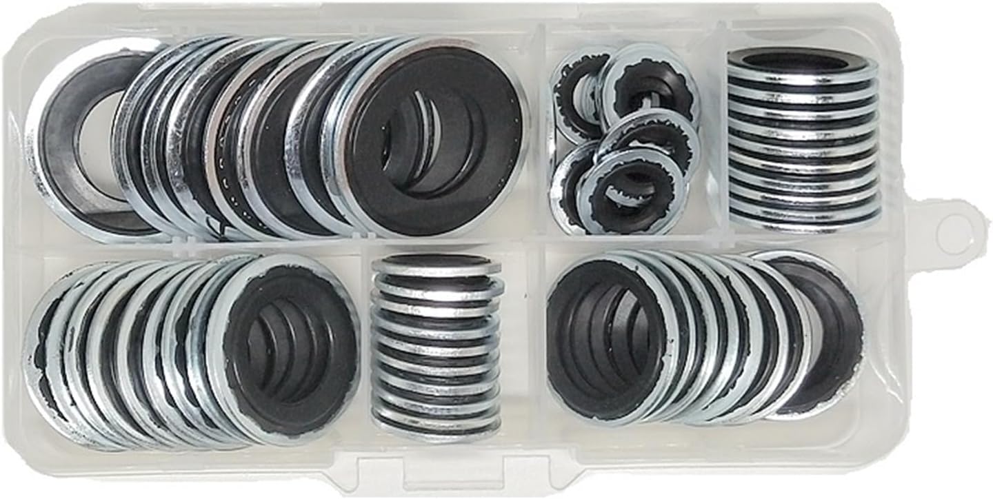 60pieces Sealing Gaskets Fit Compatible Automotive Air Conditioning Systems, Expansion Valve Gaskets, Pipe Head Gaskets, Compressor Gaskets (Color : 60PCS)