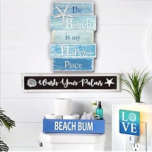 MODE HOME Coastal Wall Decor for Home, Beach Wall Art Wooden Hanging Sign with Starfish Element, Perfect Beach Themed Room Decor and Ocean Decor for Bathroom Bedroom Coastal Living Spaces 11.5" x 17" MODE HOME Coastal Wall Decor for Home Beach Wall Art Wooden Hanging Sign with Starfish Element Perfect Beach Themed Room Decor and Ocean Decor for Bathroom Bedroom Coastal Living Spaces 115 x 17