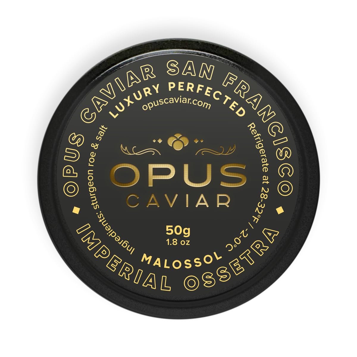 Opus Imperial Osetra Black Caviar - Great with Blinis for Caviar Food as Fresh Cavier Fish Roe, Osetra Non-Pasteurized Sturgeon Cabiar, Affordable Gourmet Cavier, Ossetra Sturgeon Roe 1.8oz / 50g